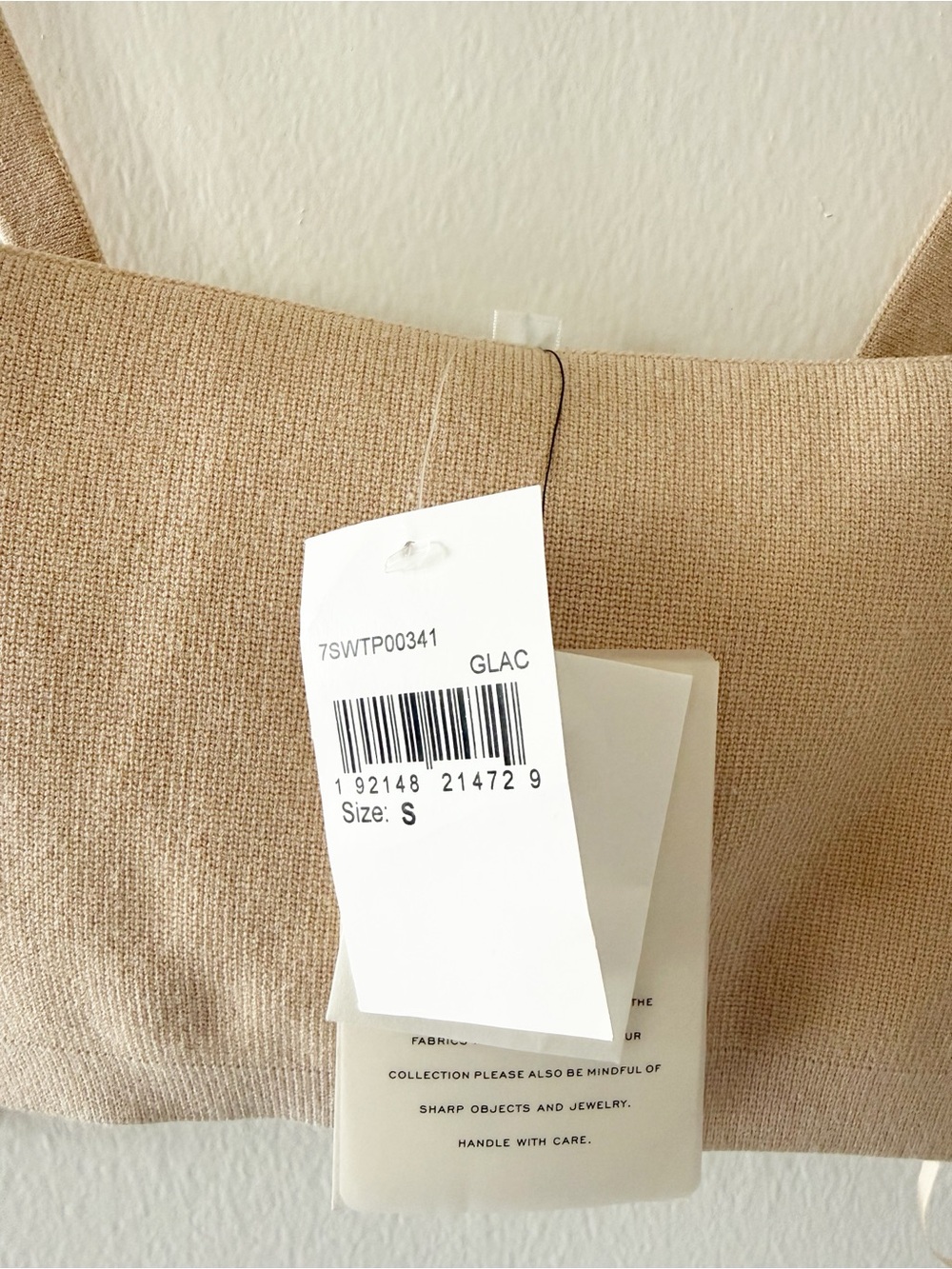 NEW A.L.C. Sofie Thick Knit Nude/Tan Cropped Bralette Tank Top Size Small (S) - Picture 6 of 6